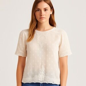 The Kooples x Sport Cream Lace Women's Blouse Size Small